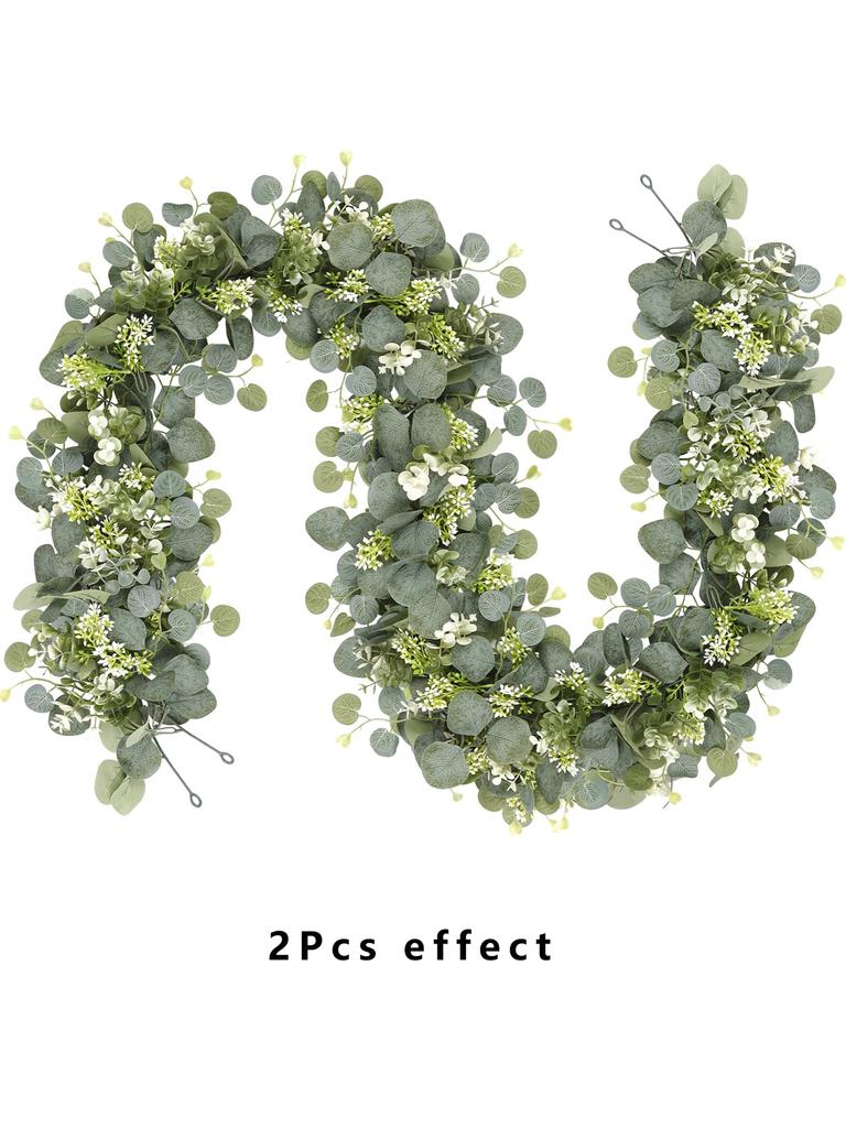 2pcs Artificial Eucalyptus Vine Plant Real Texture Fake Green Hanging Plant Wedding Courtyard Garden Home Party Wall Decoration