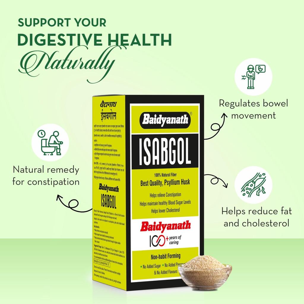 Baidyanath Asli Ayurved Isabgol Psyllium Husk Powder 350 Gm Pack Of 1 for Gentle Digestive Support