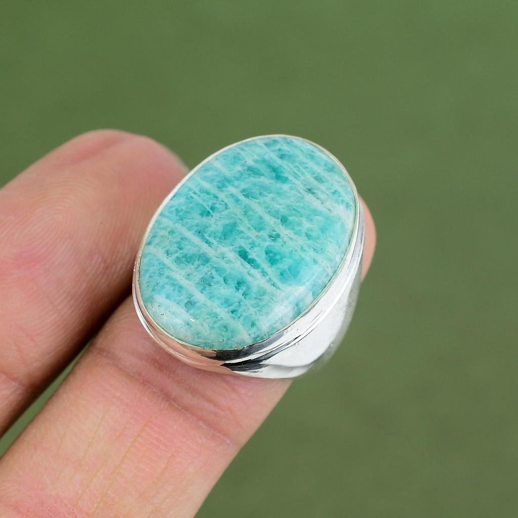 Amazonite Ring 925 Sterling Silver Ring Handmade Gemstone Ring Natural Amazonite Jewelry Designer Ring Gifts For Her Available In Ring Size
