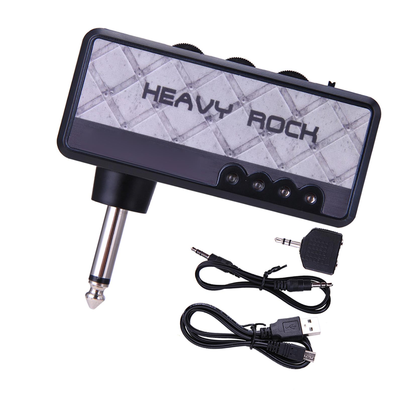 

Electric Guitar Headphone Amplifier Amp 3.5mm Headphone Jack Aux In Classic Rock Distortion Effect Built in Rechargeable Battery сірий