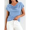 Summer New Women's Short-sleeved T-shirt Fashionable and Versatile Swing Collar Pullover Top