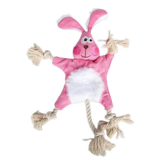 

Plush Animal Dog Chew Toy with Cotton Rope Handmade Squeaky Monkey Rabbit Tiger Plushie Crinkle Paper Interactive Tug of War Puppy Toy Pet жовтий