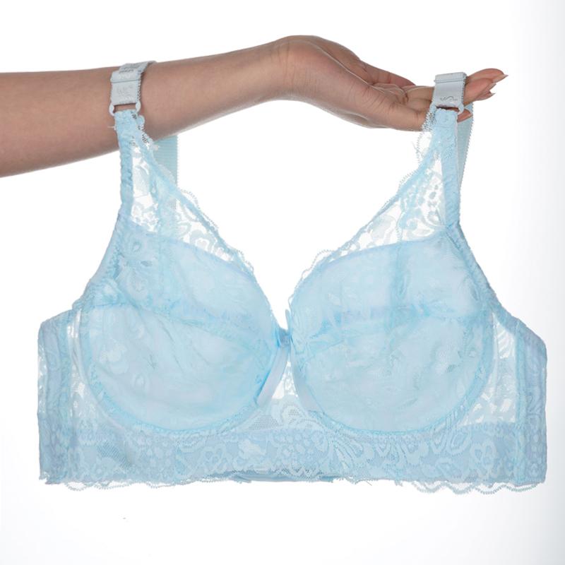 Sexy Lace Hollow Out Breathable Bras for Women Ultra-Thin Solid Color Bra Underwire Push-Up Bras