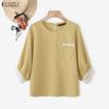 ZANZEA Women Casual Round Neck Lace Splice 3/4 Sleeve Blouse