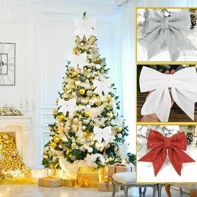 Hanging Decoration Christmas Bow Big Bow-Tie Large Gold Shiny Bow Pearl Cotton Gold Powder Bowknot