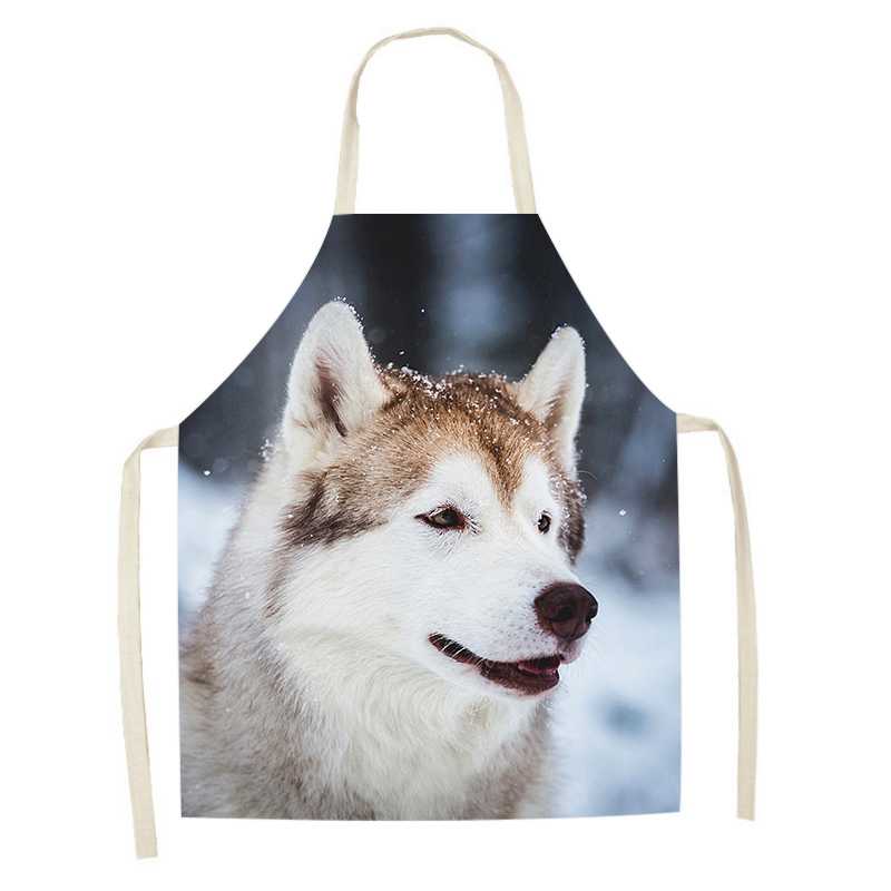 Bakery Cooking Kitchen Apron Cute Dog Pattern Printed Apron Women's Sleeveless Linen Apron Men's and Women's Children's Bibs