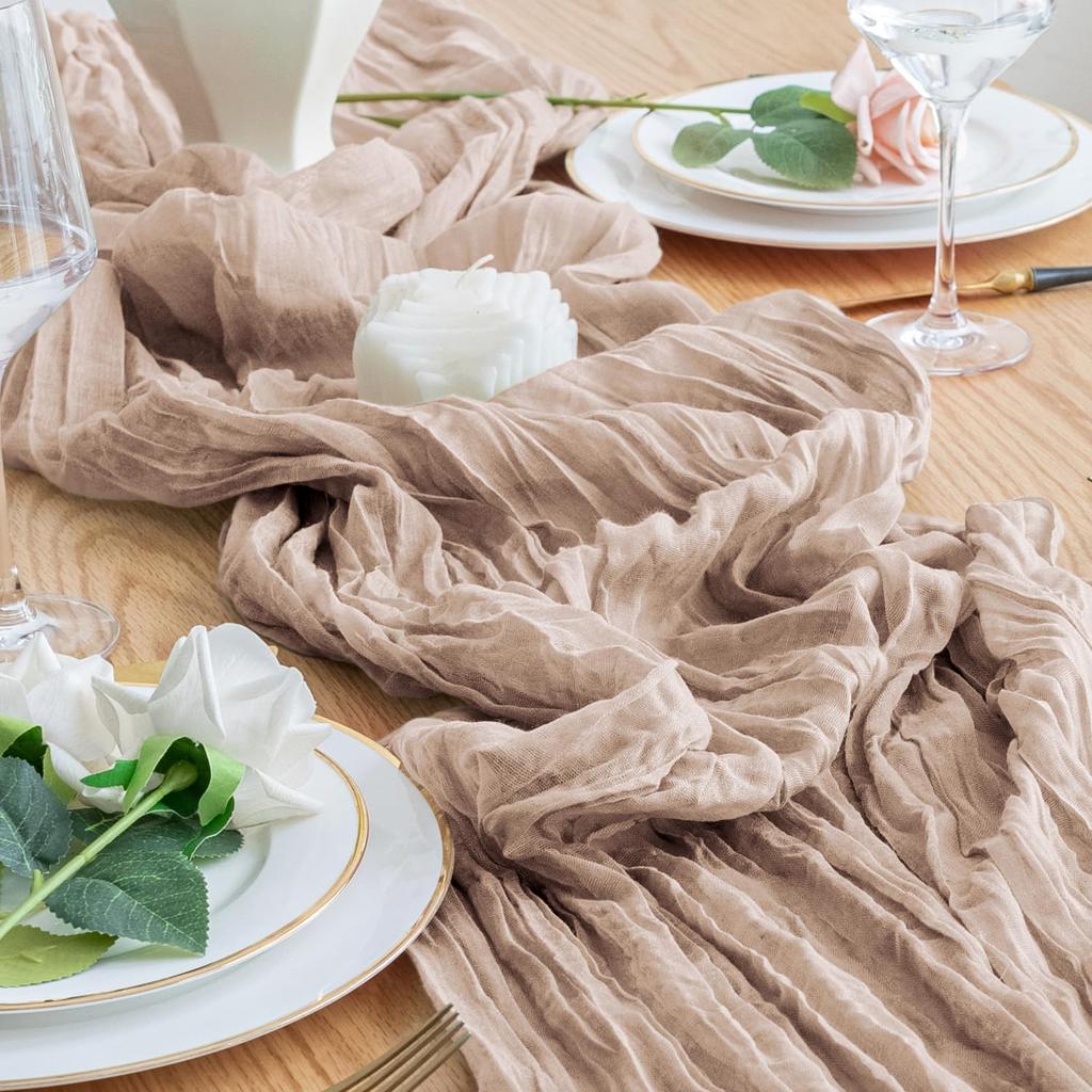 2 Pack Cheesecloth Table Runners Cheese Table Cloth Gauze Boho for Wedding Bridal Shower Baby Shower Party Table Decorations