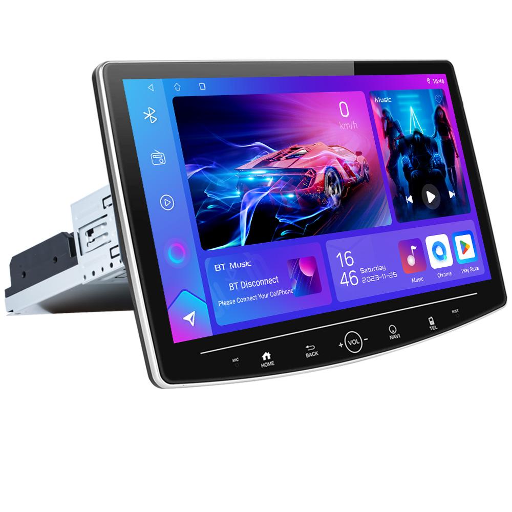 

10,1-дюймовий поворот Автомагнітола Кнопка Android Auto Застосувати Carplay DVD Мультимедійний плеєр Автомобільна стереосистема GPS QLED Універсальний 1 Din 8-core 4+64