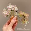 Vintage Flower Hairpin Elegant Chinese Style Glass Flower Hair Comb For Women Girls Exquisite Fairy Metal Hair Accessories 1pc