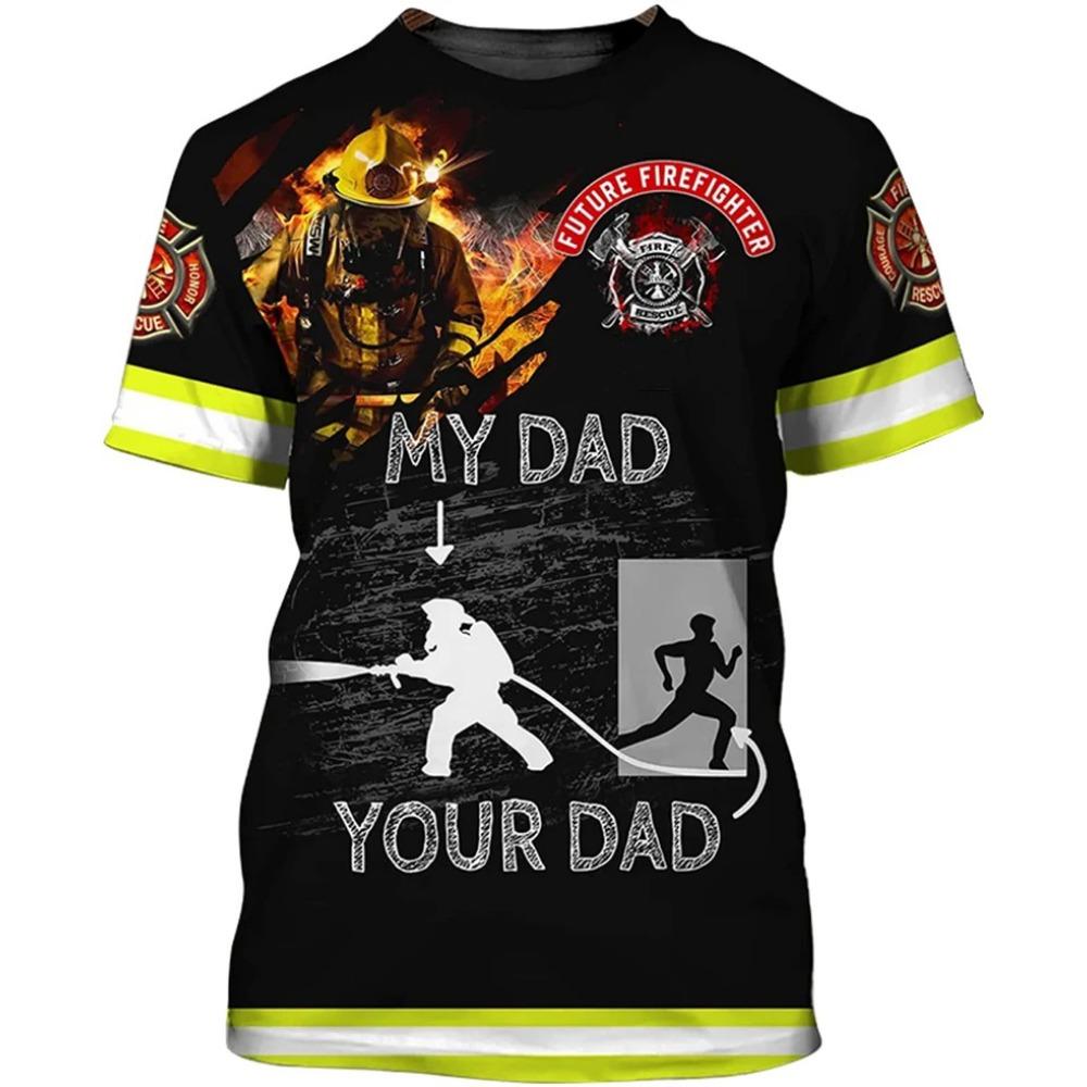 

Пожарные Тушат Пожар Графические Мужские Футболки с Коротким Рукавом 3D Принт Модные Оверсайз Футболки Уличные Свободные Повседневные Топы 6XL