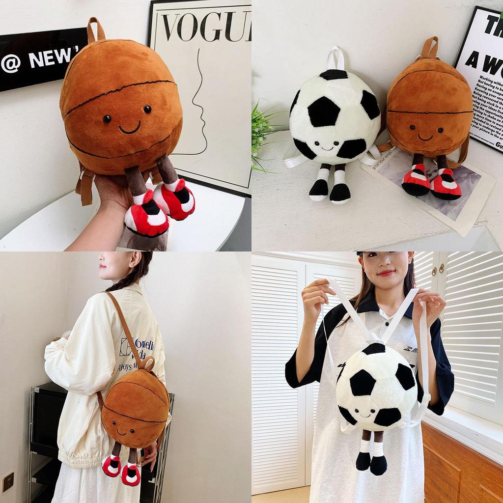 New Fun Sports Football Basketball Plush Toy Shoulder Bag Doll Children's Gift Creative Doll Backpack