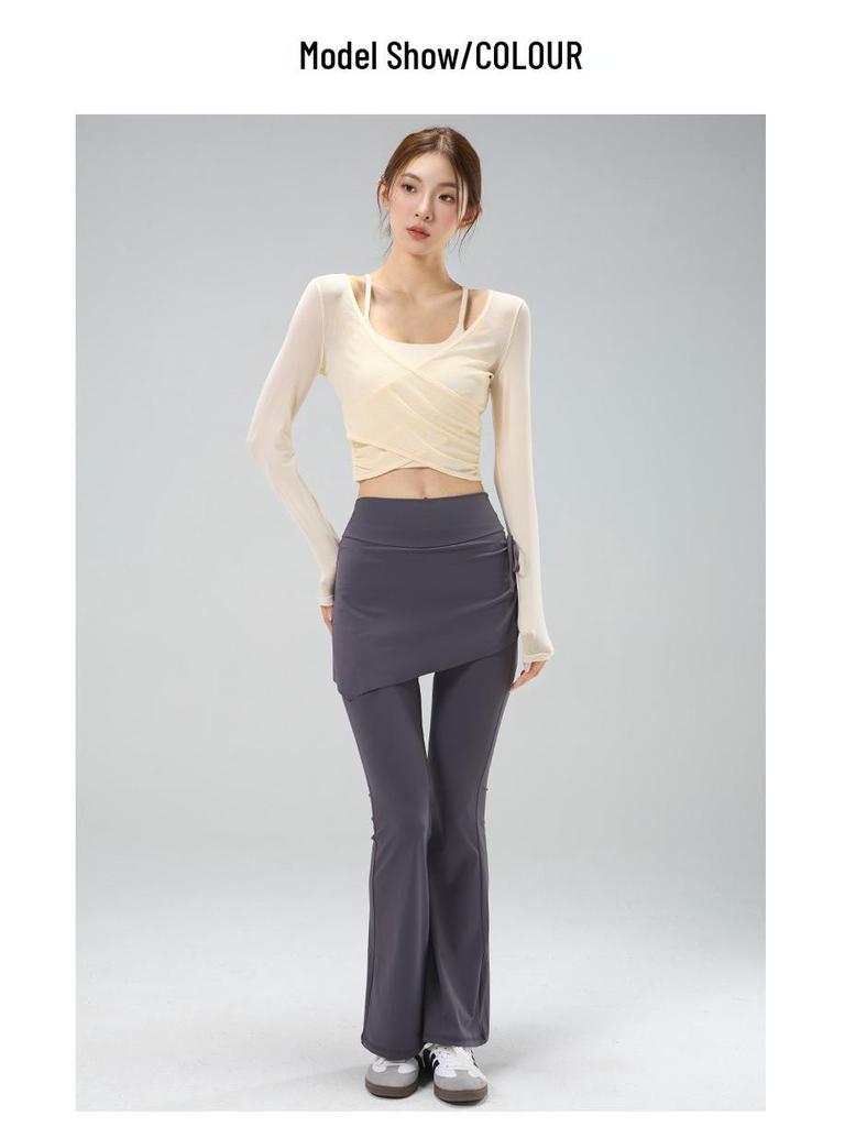 Women's 2025 Temperament Yoga Top: Faux Two-Piece Slimming Pilates Cover-Up