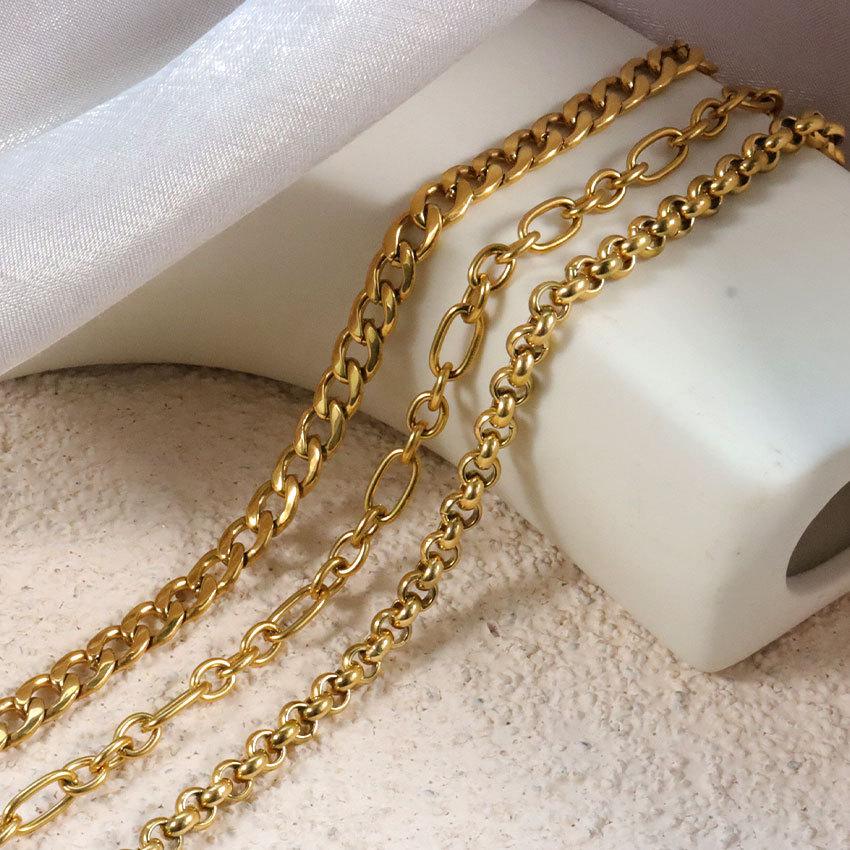 Stainless Steel Flat Hammer Long Cross Necklace Titanium Steel Flat Wire Long Cross Chain Necklace Long O-Chain Accessories