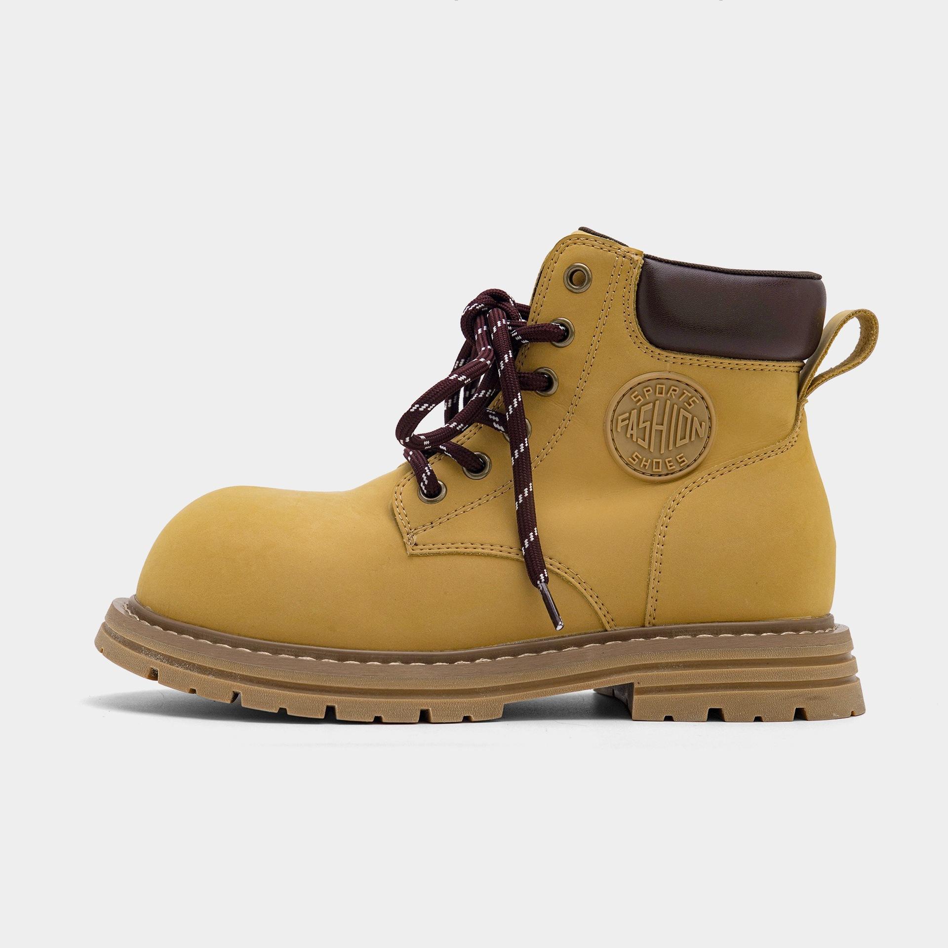 

Kapibara platform yellow boots women s 2025 new British style retro lace-up outdoor mountaineering big head Martin boots 35 лимонно-жовтий колір