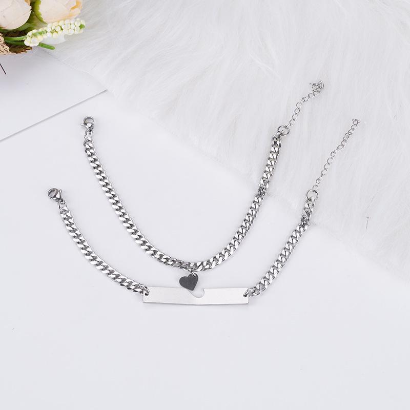 Trendy Titanium Steel Heart Couple Bracelets – Versatile Niche Design Popular On TikTok