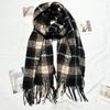 Autumn and Winter New Milk Huhu Imitation Cashmere Scarf Women's Plaid Simple Cute Tassel Warm Scarf Men's Shawl