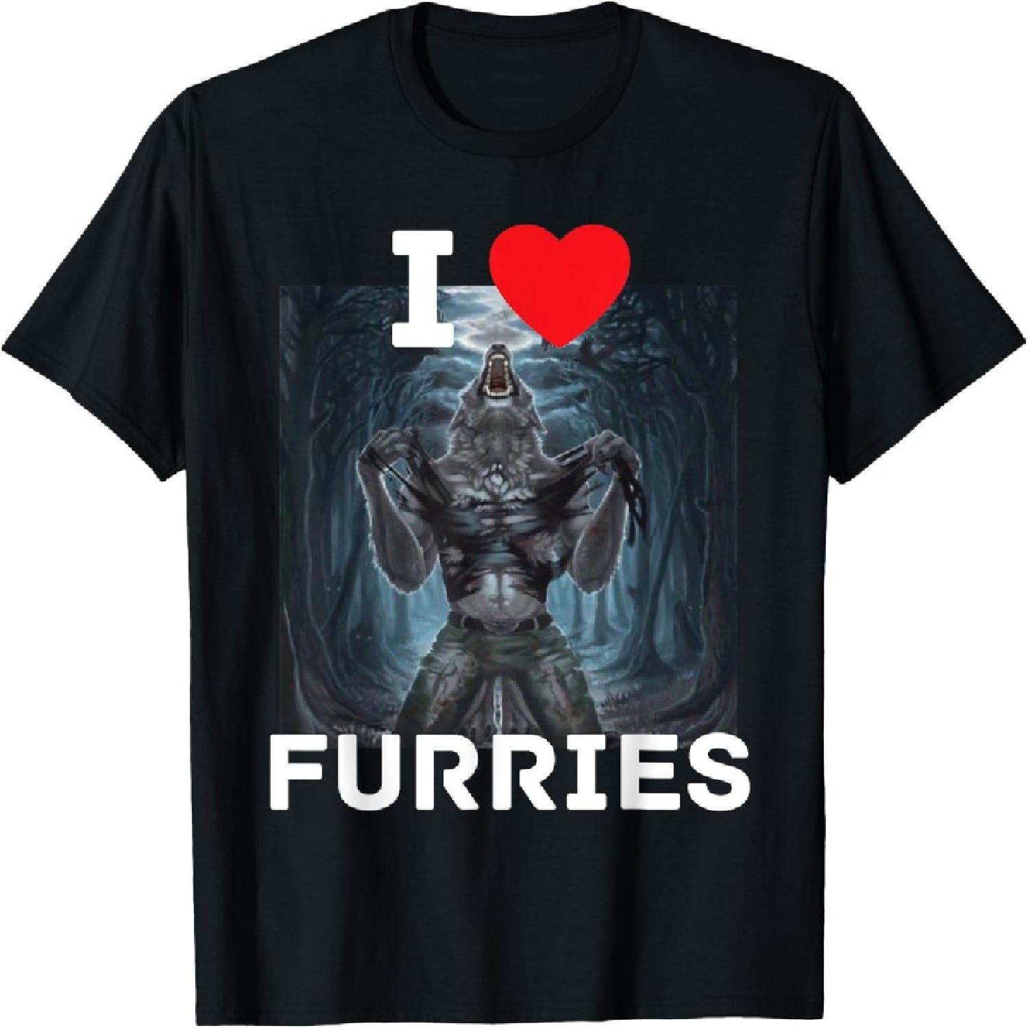 

I Heart Furries Funny Cringe Alpha Werewolf Wolf Meme T-Shirt XXXXXL різнокольоровий