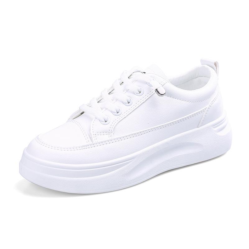 Fashion Women's Platform Sneakers PU Leather Height Increase Casual Shoes Ladies Lace-up Flats Board Shoes Zapatillas De Deporte