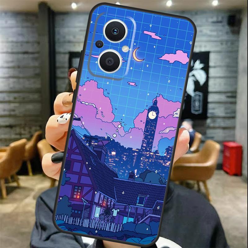 Neon Village Bathhouse Night Case For OPPO Reno 13 13F 12 F 11 8T 7 8 10 Pro OPPO Find X8 X6 Pro X3 X5 Lite Cover Coque