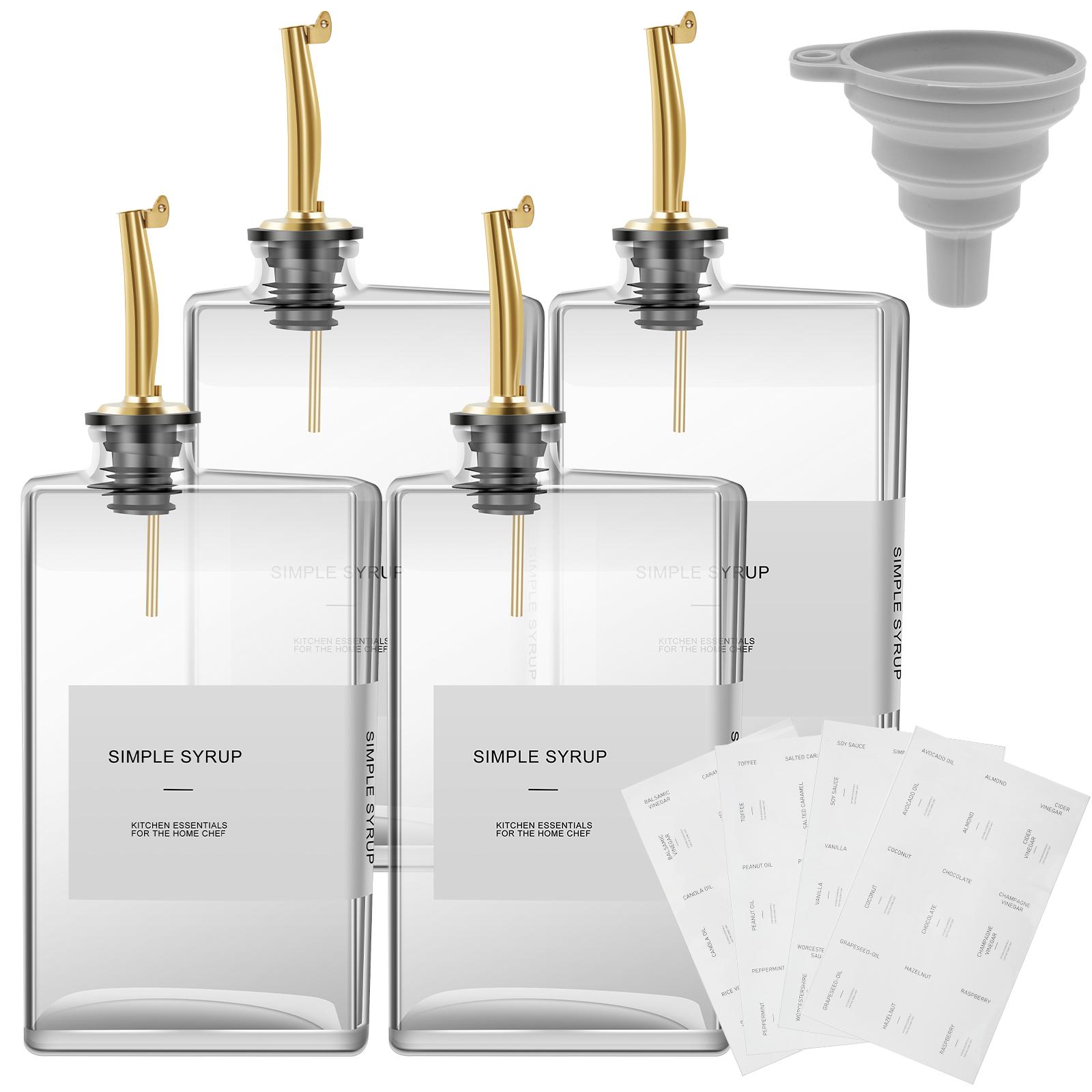 

4 шт. 500 мл Диспенсер для оливкового масла Стеклянная бутылка Прозрачная Бутылка-диспенсер большой емкости Хорошо запечатанный контейнер Кухонные инструменты