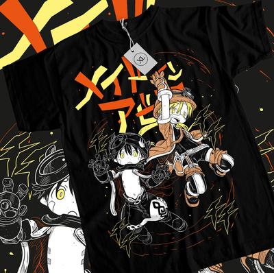 Made In Abyss T-Shirt Girl Anime Kawai Nanachi Faputa Daily Manga Black Shirt  Unisex T-Shirt