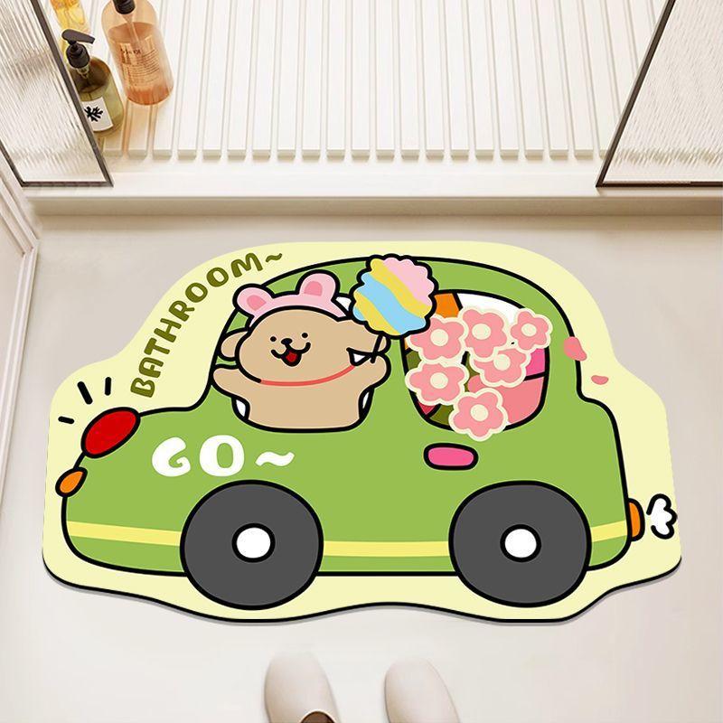 Line Puppy Diatom Mud Floor Mat Bathroom Water Absorption Quick-drying Foot Mat Bathroom Dirt-resistant and Easy To Handle Anti-slip Floor Mat