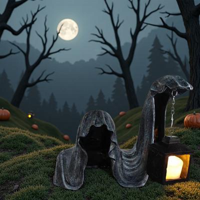 Ölüm Meleği Heykeli Gotik Siyah Cübbeli Gizemli Adam Süs Eşyası Korkutucu Fener Tutuyor Ölüm Meleği Heykeli Cadılar Bayramı İç Mekan Dış Mekan Dekorasyonu İçin