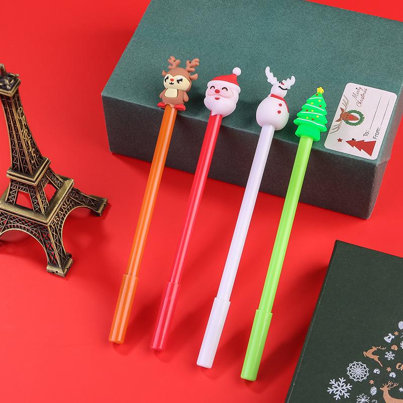 4/ 20 PCS Cartoon Christmas Theme Water Based Pen 0.5mm Black Funny Novelty Santa Claus Design Good Quality Student Essential Back To School