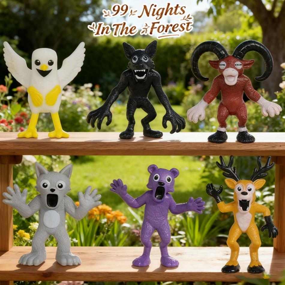 6-18 Stück 99 Nächte im Wald Actionfigur Hirsch Eule Ziege Figur Desktop Dekoration Modell Ornamente Fans Geburtstagsgeschenke