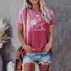 Summer Round Neck Gradient Short Sleeved Top 3D Dandelion Love Pattern Printed Women's T-shirts