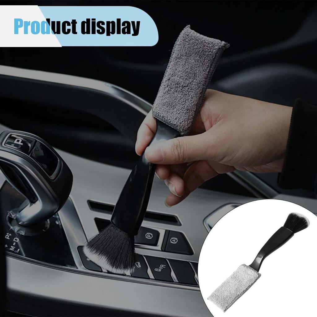 Car Double Head Clean Brush, 2 in 1 Duster for Car Clean, Car Interior Dust Detailing Brush for Air Vents Dashboard Screen, Soft Car Cleaning Tool