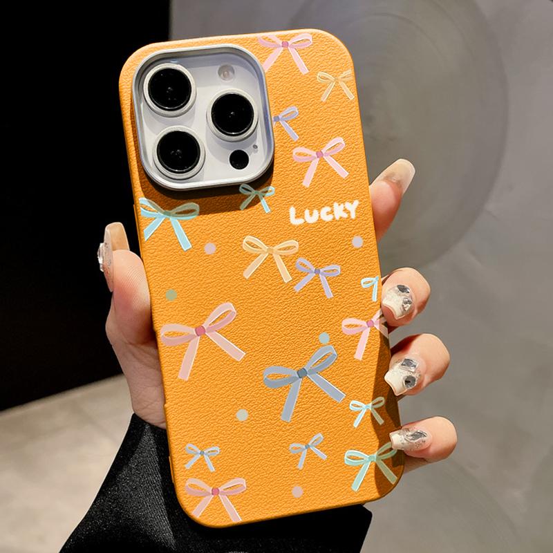 Lovely Bowknot Print Slim Matte for Magsafe Case For iPhone 16 Pro Max 15 14 Pro 13 12 11 Soft TPU Leather Texture Shockproof Magnetic Phone Cover