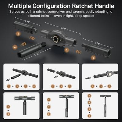 Magnetic Ratchet Screwdriver Set Detachable T-Handle Magneticizer  Torque Screwdriver Multifunctional DIY Tools Work Hand Tools