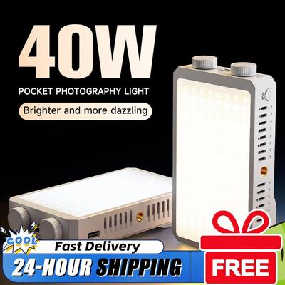 40W LED Camera Light 2800K-9000K Handheld Fill Light 4400mAh Rechargeable Photography Lighting Portable Light Panel Video Lamp