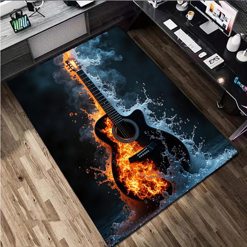 1Pc Guitar Print Rug - home decoration Carpet For Living Room Bedroom Flooring Computer Chair Area Rug