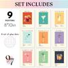 97 Decor Vintage Cocktail Poster - Bar Cart Accessories and Decor, Retro Cocktail Wall Art, Funky Drink Aesthetic Pictures, Colorful Preppy Bar Art