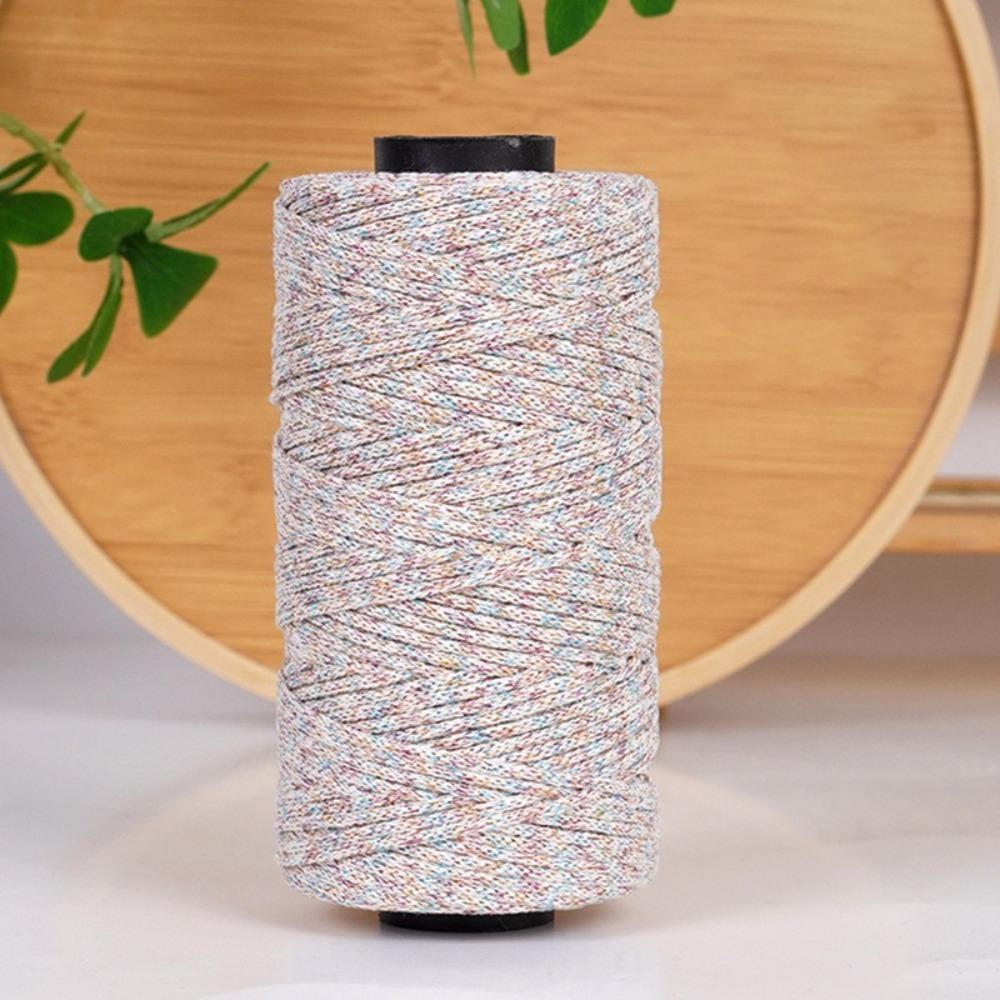 

New 150g/ball Metallic Yarn 2.5mm Shimmering Glitter Gold Cord Thread DIY Handmade Crochet Yarn for Bag/Hat/Mat білий