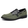 British Style Men's Suede Shoes Fashionable Green Tassel Loafers Soft Soled Men's Casual Shoes Office Business Shoes