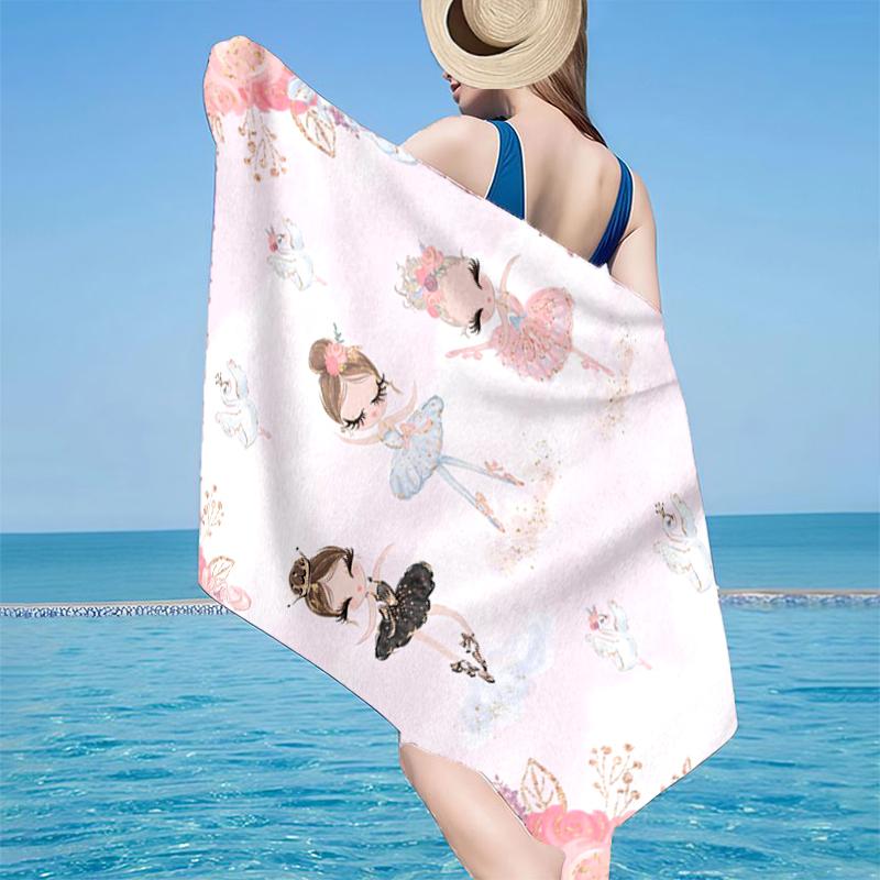 Ballerina And Swan Dance Beach Towel, Super Soft Microfiber, Gift for Her/Him, Birthday, for Pool, Beach, Travel, Home Decor Fan gifts