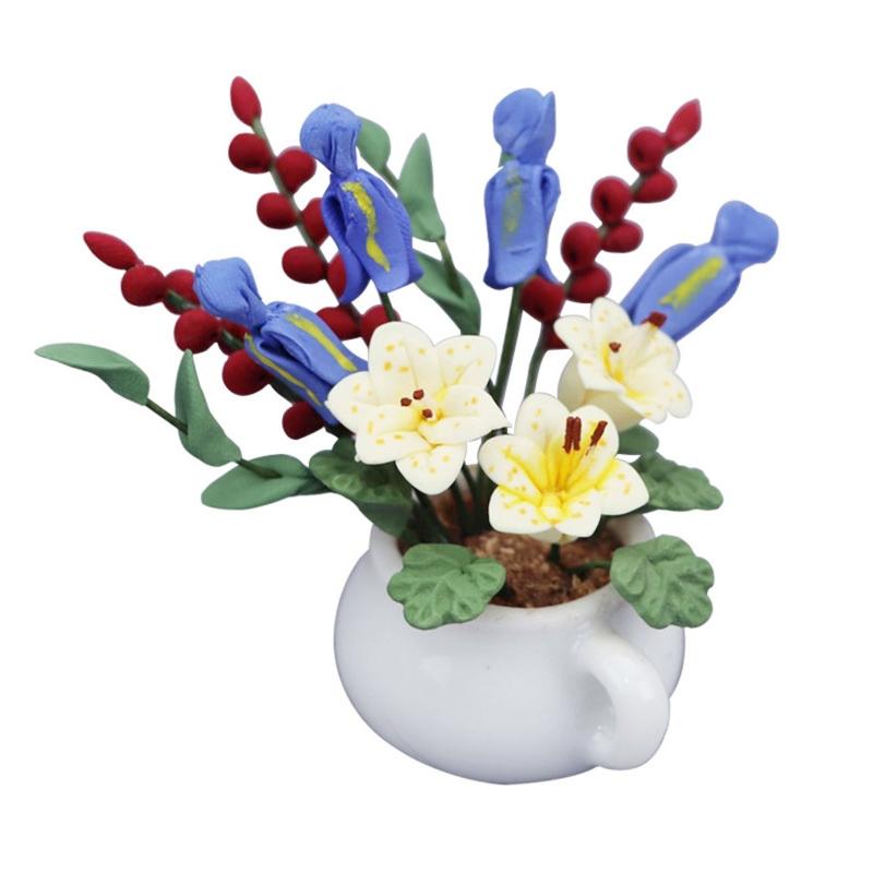 

1:12 Mini Potted Flowers Artificial Bonsai Doll House Miniature Flowers Fairy Garden Ornament Mini Potted Plant Flow 1