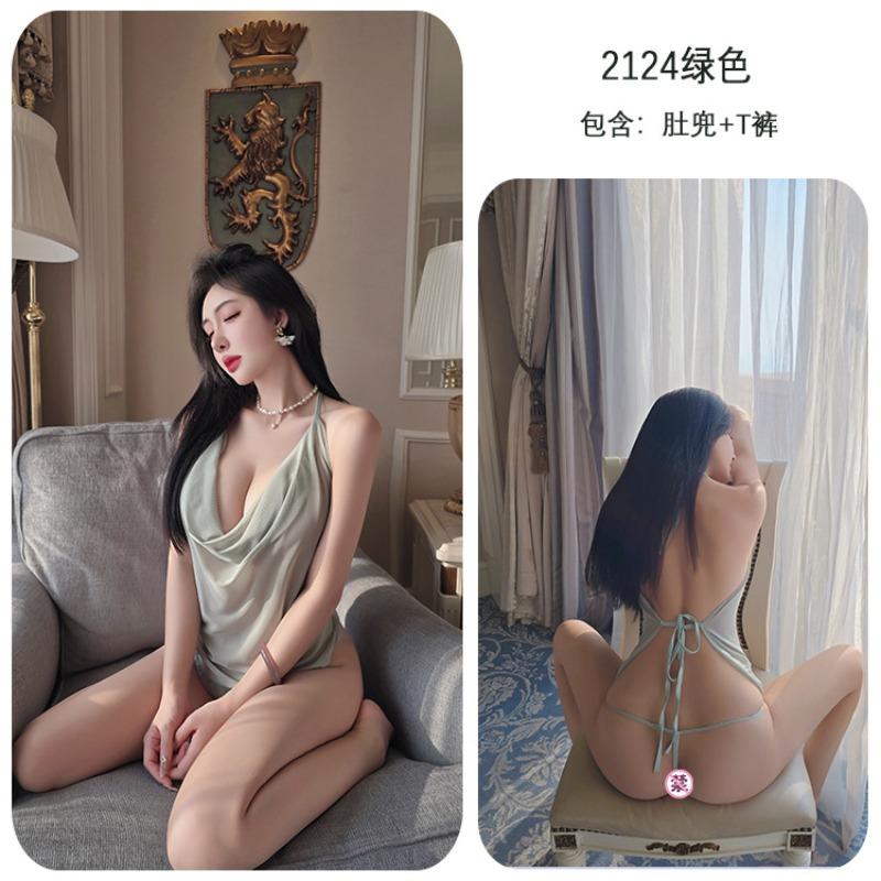 Sex underwear pure desire neck mesh backless nightgown sexy temptation mesh perspective pajamas