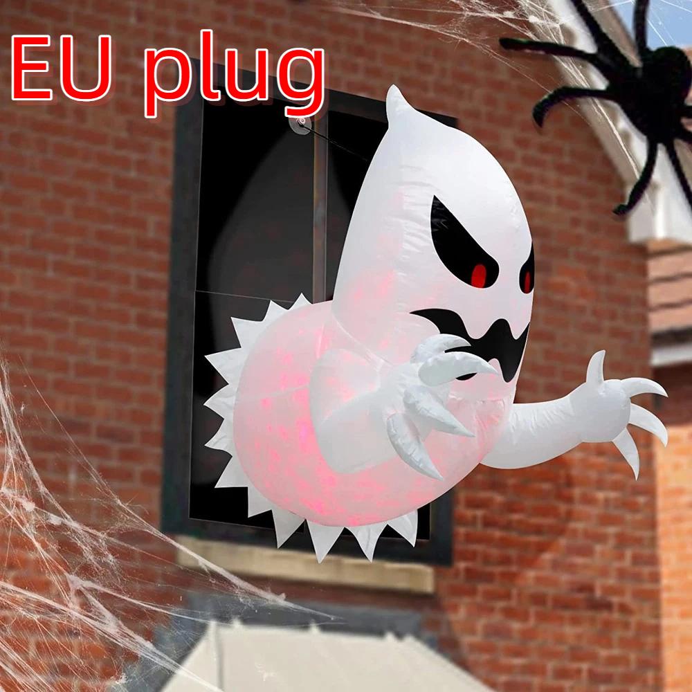 EU/US/USB Halloween Inflatable Ghost Horror Window Ghost Foldable Balloon Outdoor Courtyard Garden Decoration Fun Party Tool