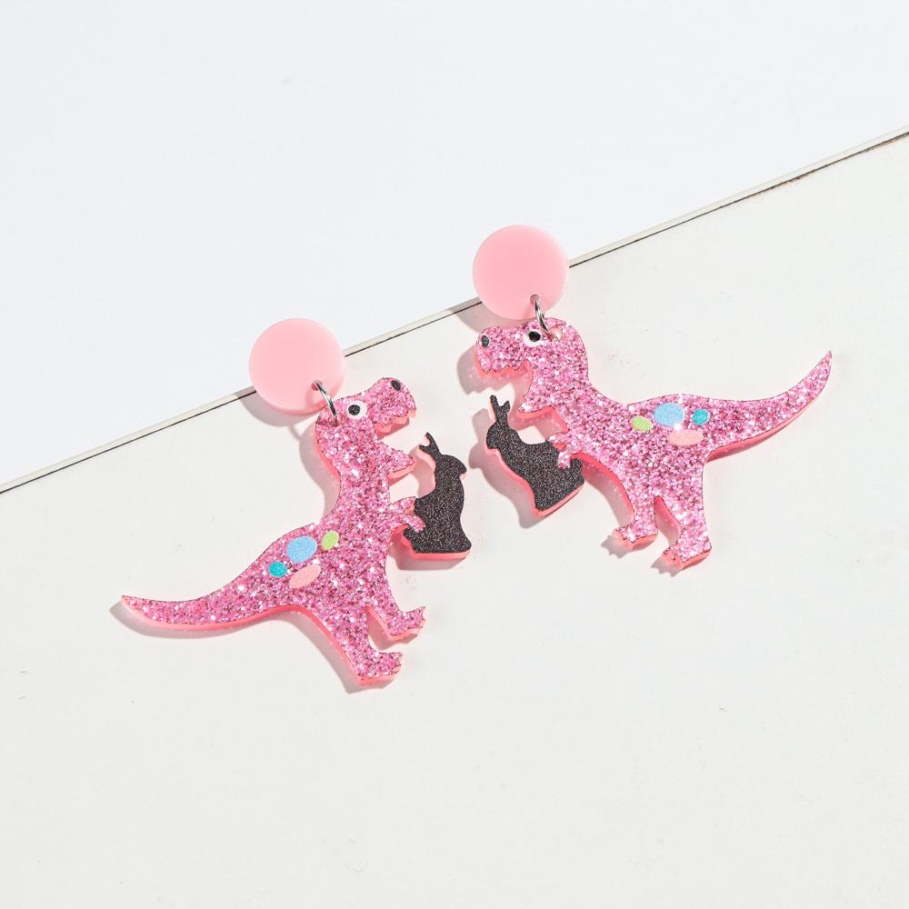 Cute Dinosaur Rabbit Acrylic Earrings Women Statement Glitter Rainbow Easter Egg Mouse Animal Drop Earring Fashion Jewelry Gifts