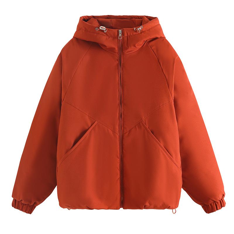 Autumn and winter new hooded padded short jacket drawstring casual loose long-sleeved jacket cotton jacket