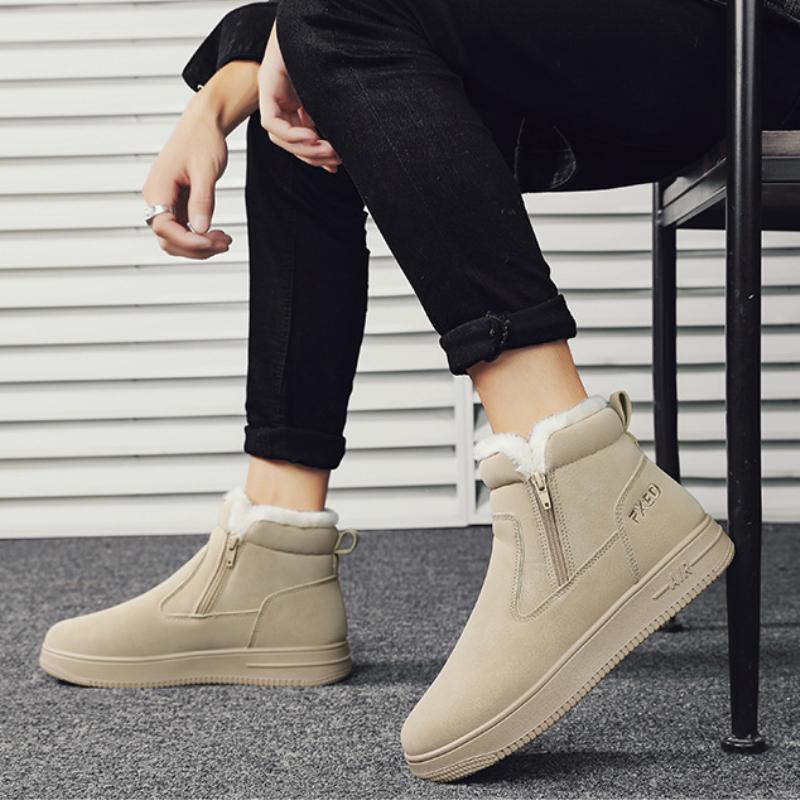 Pánské zimní boty Bavlněné sněhule Teplé plyšové Venkovní Vodotěsné Ležérní Pánské kotníkové boty Kulatá špička Měkké Pohodlné Nový styl