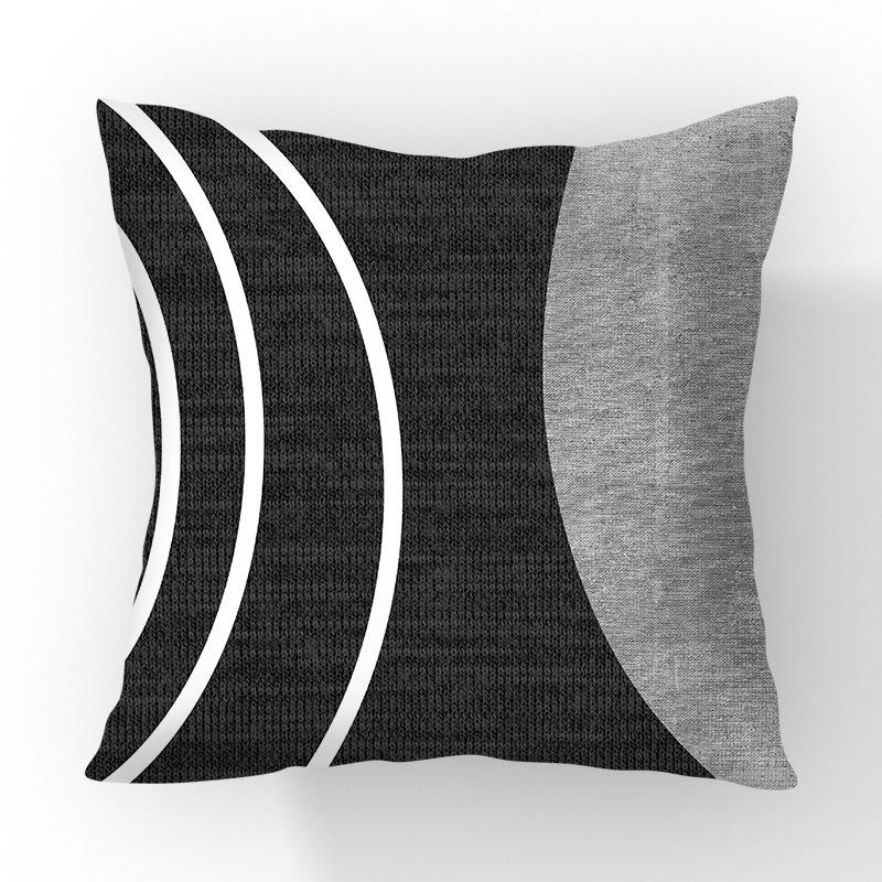 New Contrasting Color Pillow Geometric Pattern Stitching Black Pillow Case Living Room Sofa Cushion Car Pillow Case