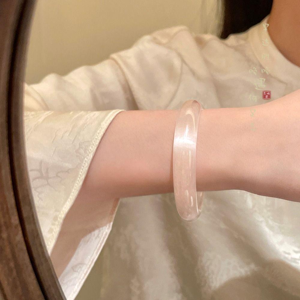 Geometric Chinese Style Bangle White Moonlight Ancient Style Opal Bracelet Round Jewelry Accessories Retro Hand Ring Women