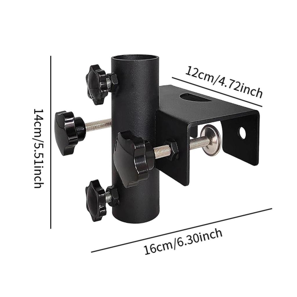 Deck Mount Patio Umbrella Holder Base Flagpole Easy To Install Metal Clamp Parasol Stand for Park Courtyard Fence Garden