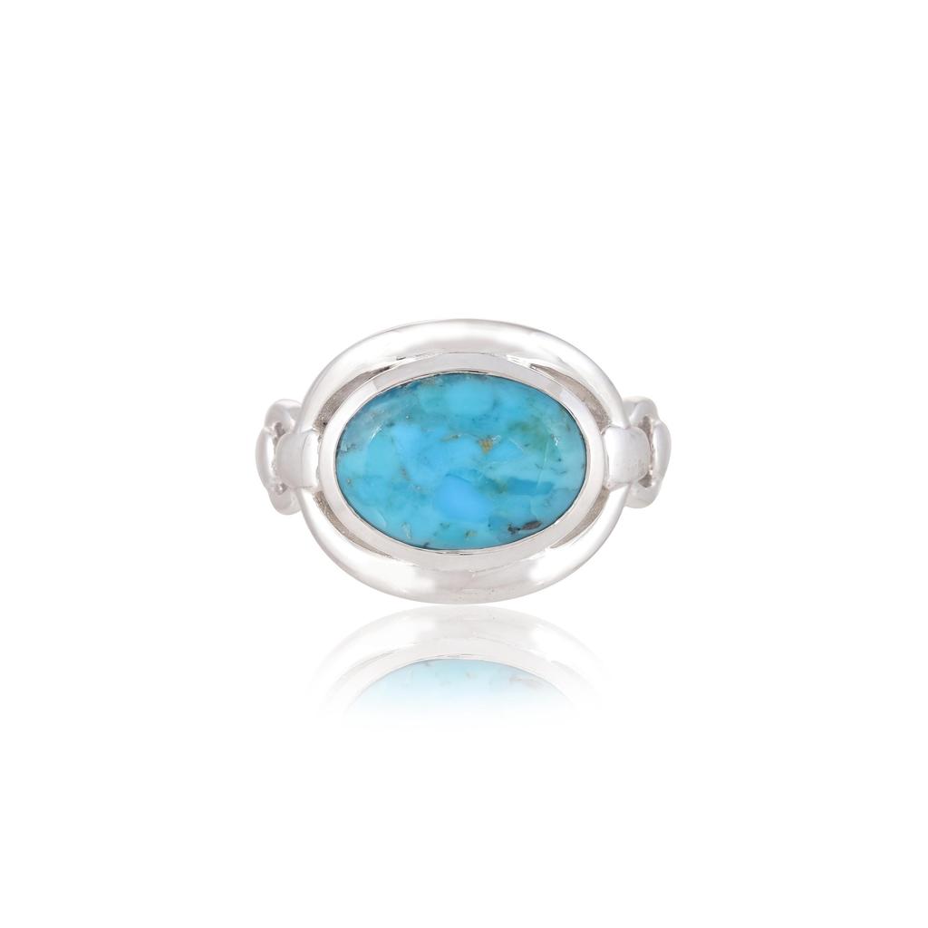 Mohave Turquoise Ring: Sterling Silver Blue Gemstone Statement Ring