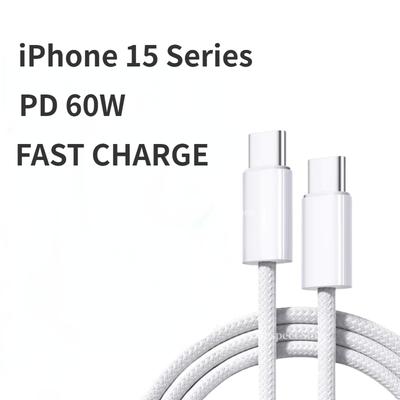 Datový kabel PD60W pro rychlé nabíjení iPhone 15, opletený kabel typu C, vhodný pro nabíjecí kabely řady iPhone 15